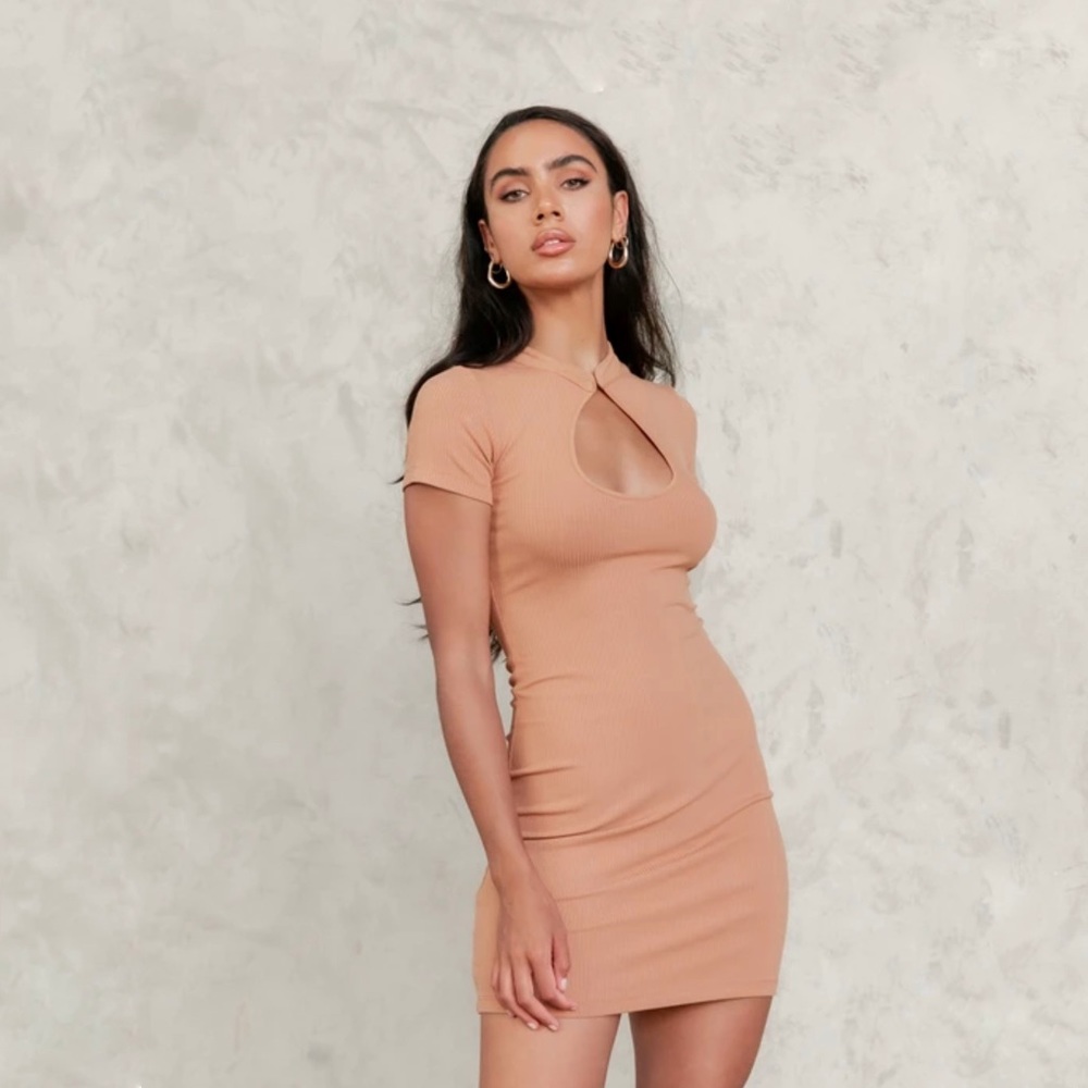 Charcoal Clothing Orange Dress With Peephole